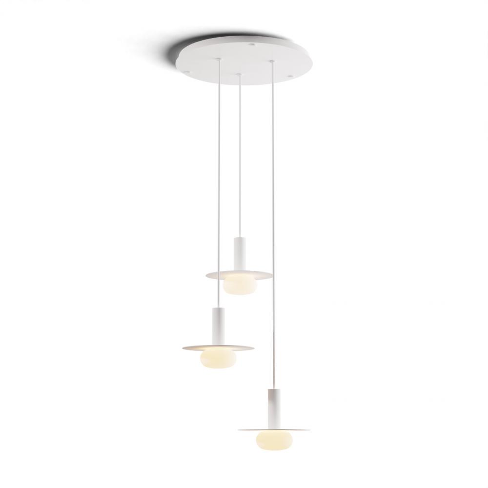Combi Pendant 6&#34; Circular 3 Combo Matte White with Matte White Canopy