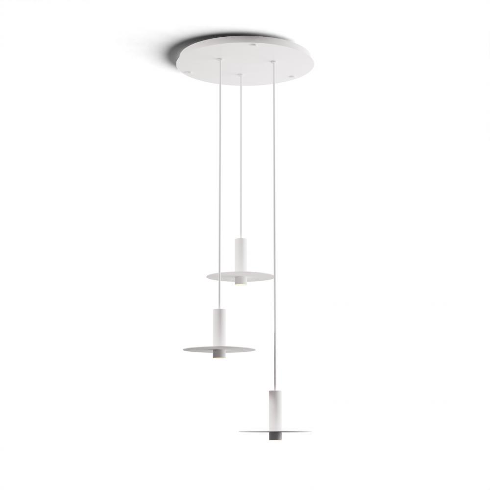 Combi Pendant 6&#34; Circular 3 Combo Matte White with Matte White Canopy