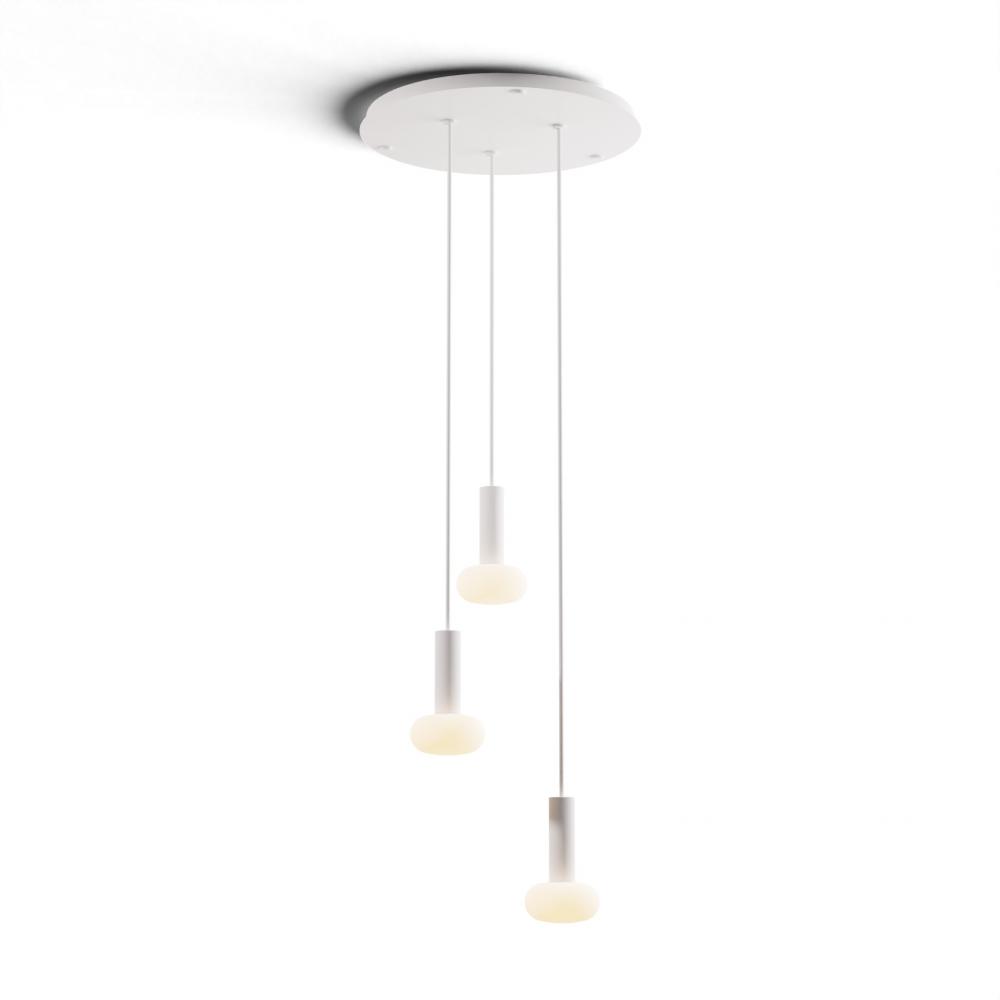 Combi Pendant 6&#34; Circular 3 Combo Matte White with Matte White Canopy, Glass Ball attachment, Su