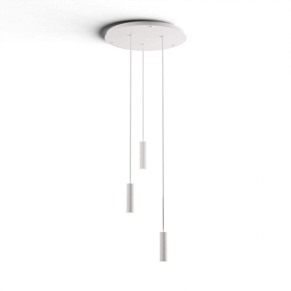 Combi Pendant 6&#34; Circular 3 Combo Matte White with Matte White Canopy, Suspension / Flush Mount