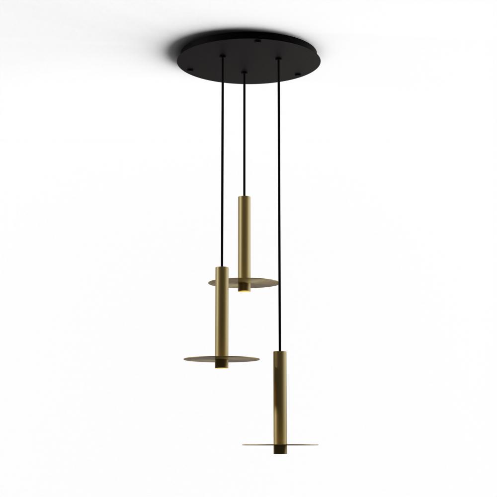Combi Pendant 12&#34; Circular 3 Combo Brass with Matte Black Canopy