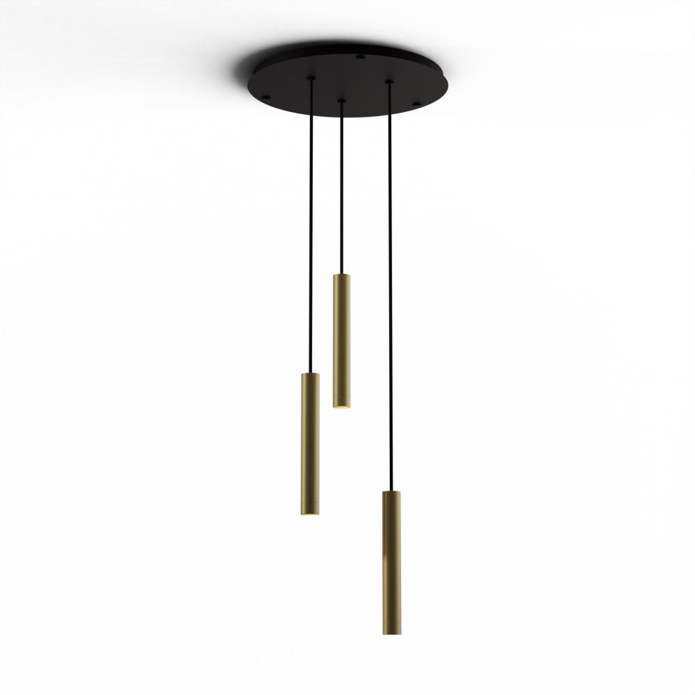 Combi Pendant 12&#34; Circular 3 Combo Brass with Matte Black Canopy, Suspension / Flush Mount 2-in-