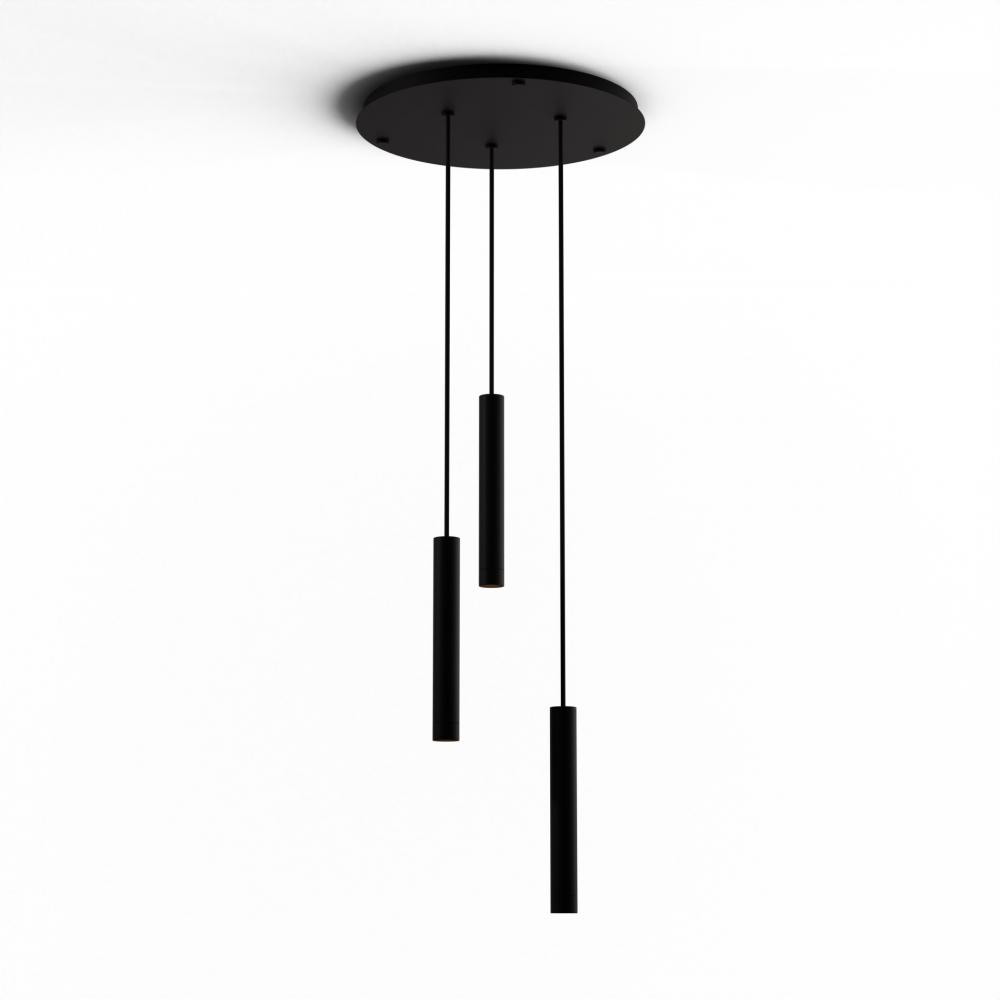 Combi Pendant 12&#34; Circular 3 Combo Matte Black with Matte Black Canopy, Suspension / Flush Mount