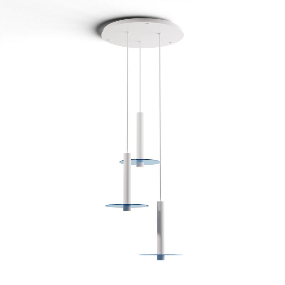 Combi Pendant 12&#34; Circular 3 Combo Matte White with Matte White Canopy