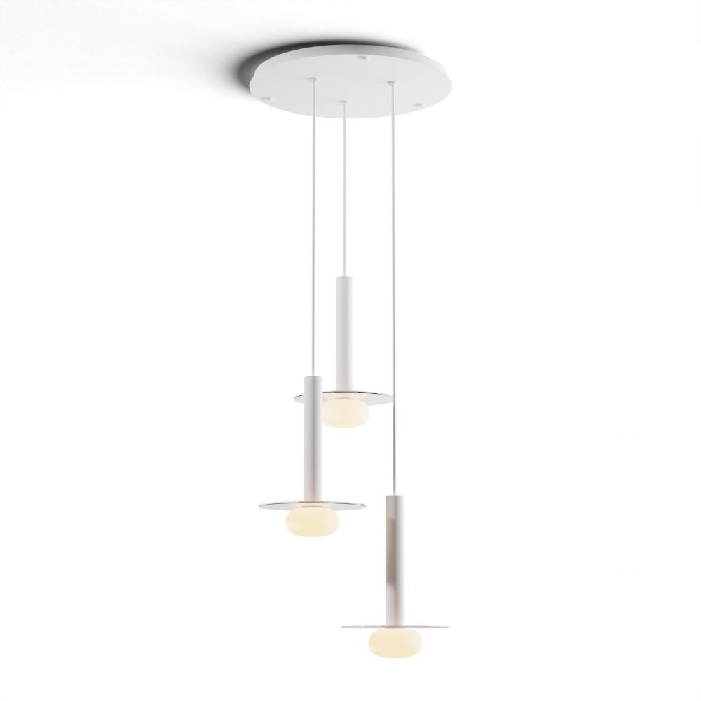 Combi Pendant 12&#34; Circular 3 Combo Matte White with Matte White Canopy