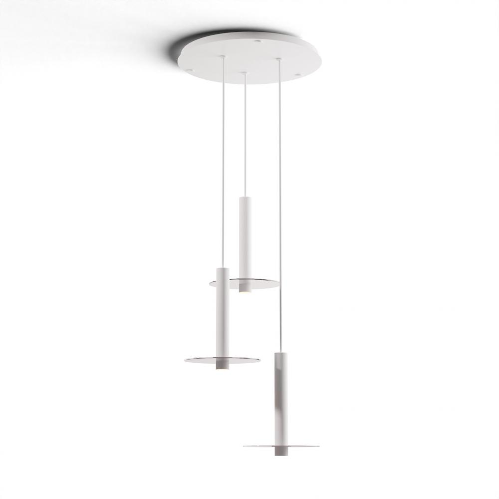 Combi Pendant 12&#34; Circular 3 Combo Matte White with Matte White Canopy