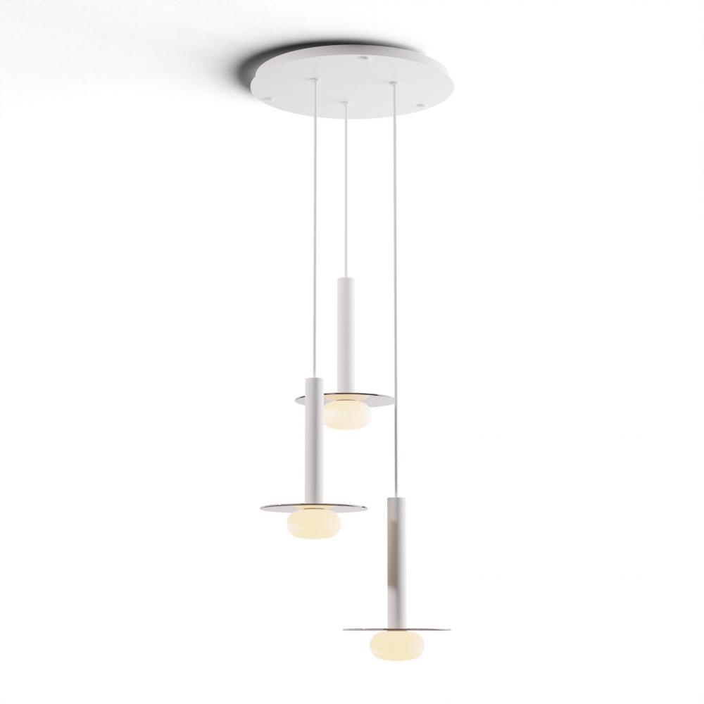 Combi Pendant 12&#34; Circular 3 Combo Matte White with Matte White Canopy