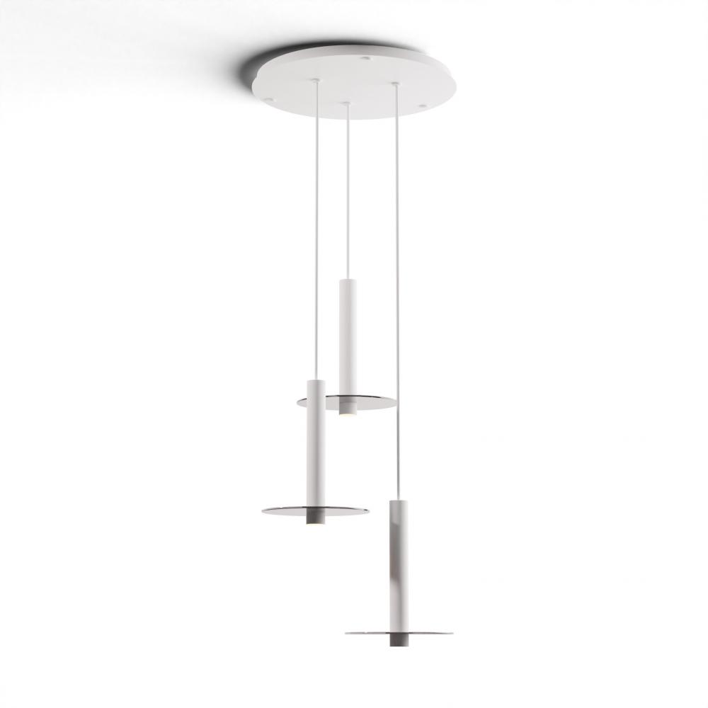 Combi Pendant 12&#34; Circular 3 Combo Matte White with Matte White Canopy