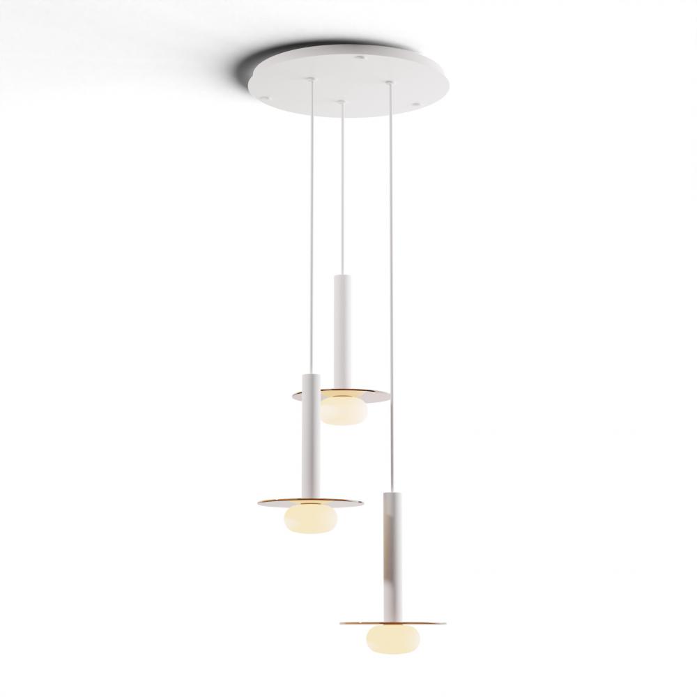 Combi Pendant 12&#34; Circular 3 Combo Matte White with Matte White Canopy