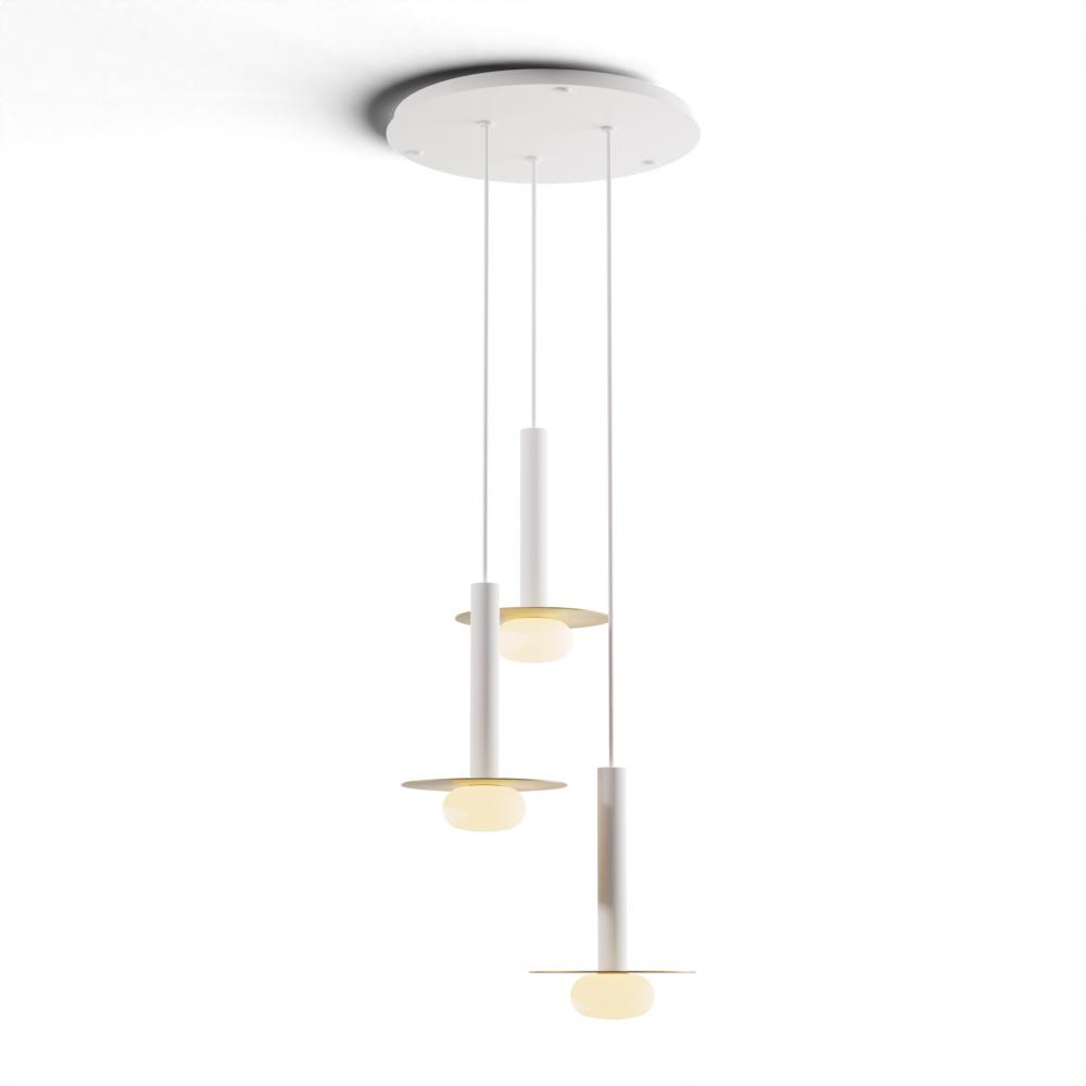 Combi Pendant 12&#34; Circular 3 Combo Matte White with Matte White Canopy