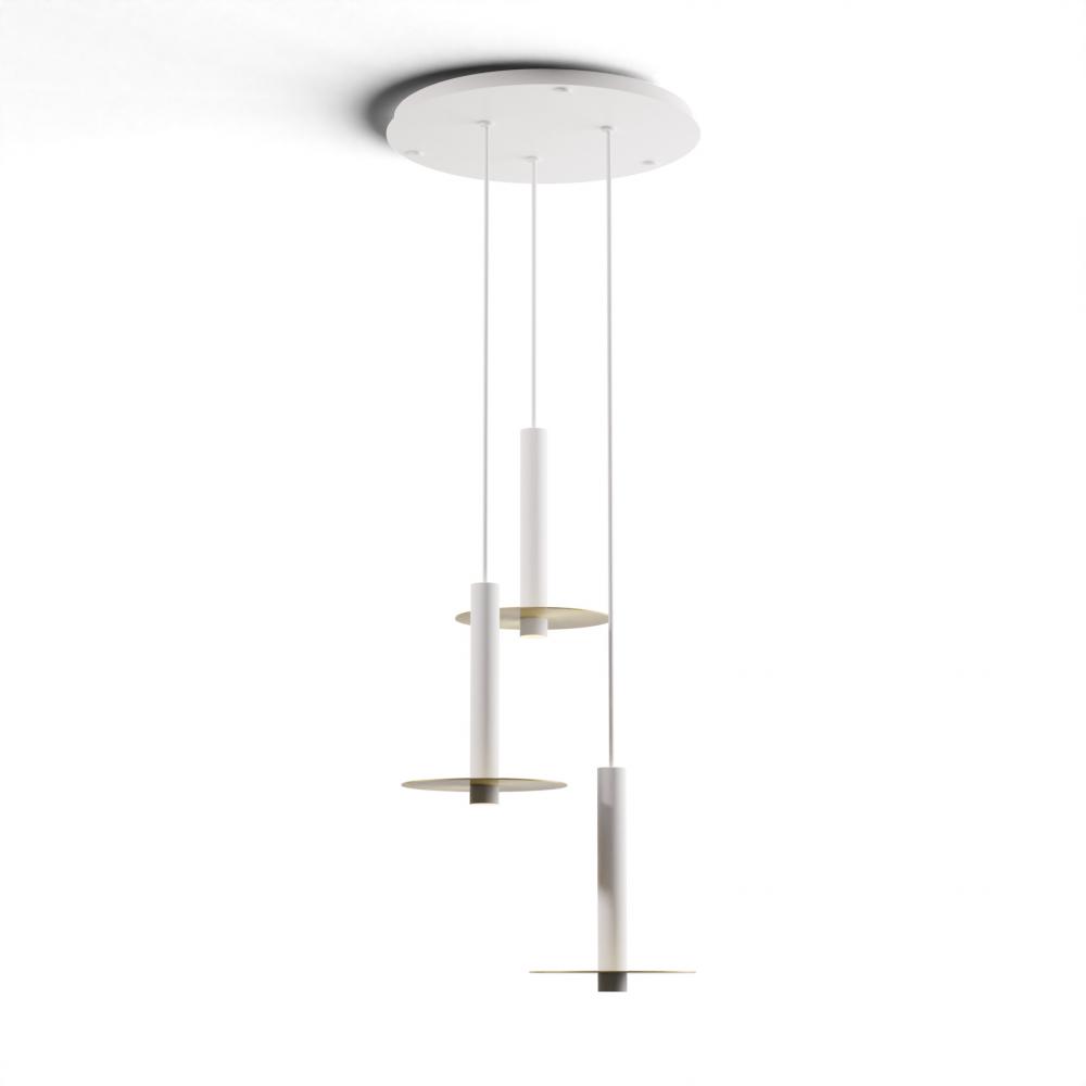 Combi Pendant 12&#34; Circular 3 Combo Matte White with Matte White Canopy