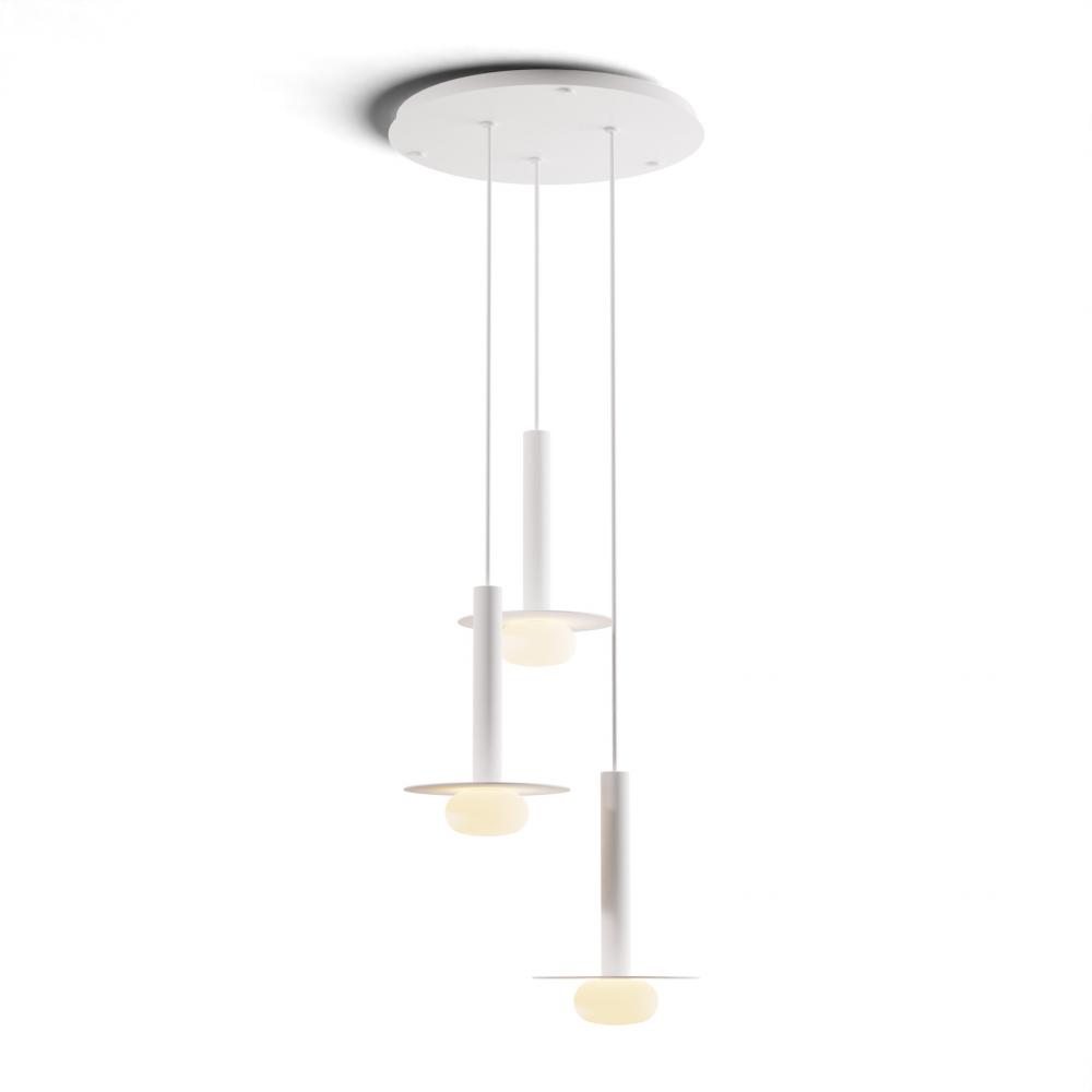 Combi Pendant 12&#34; Circular 3 Combo Matte White with Matte White Canopy