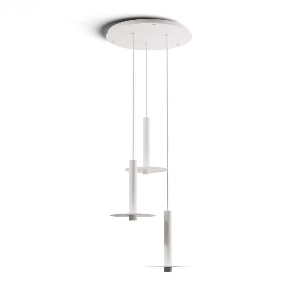 Combi Pendant 12&#34; Circular 3 Combo Matte White with Matte White Canopy