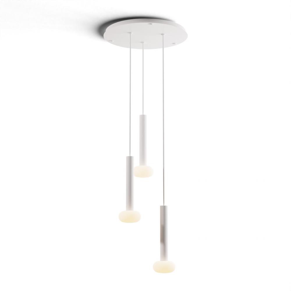 Combi Pendant 12&#34; Circular 3 Combo Matte White with Matte White Canopy