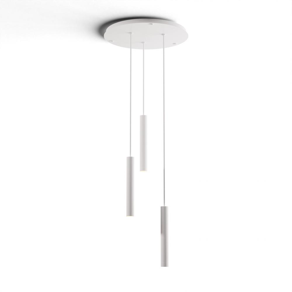 Combi Pendant 12&#34; Circular 3 Combo Matte White with Matte White Canopy, Suspension / Flush Mount