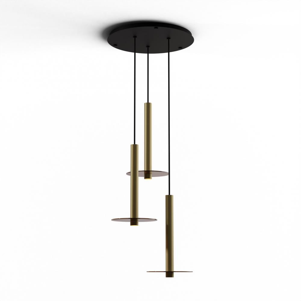 Combi Pendant 16&#34; Circular 3 Combo Brass with Matte Black Canopy