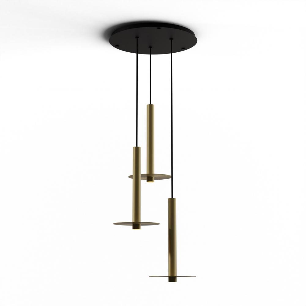 Combi Pendant 16&#34; Circular 3 Combo Brass with Matte Black Canopy