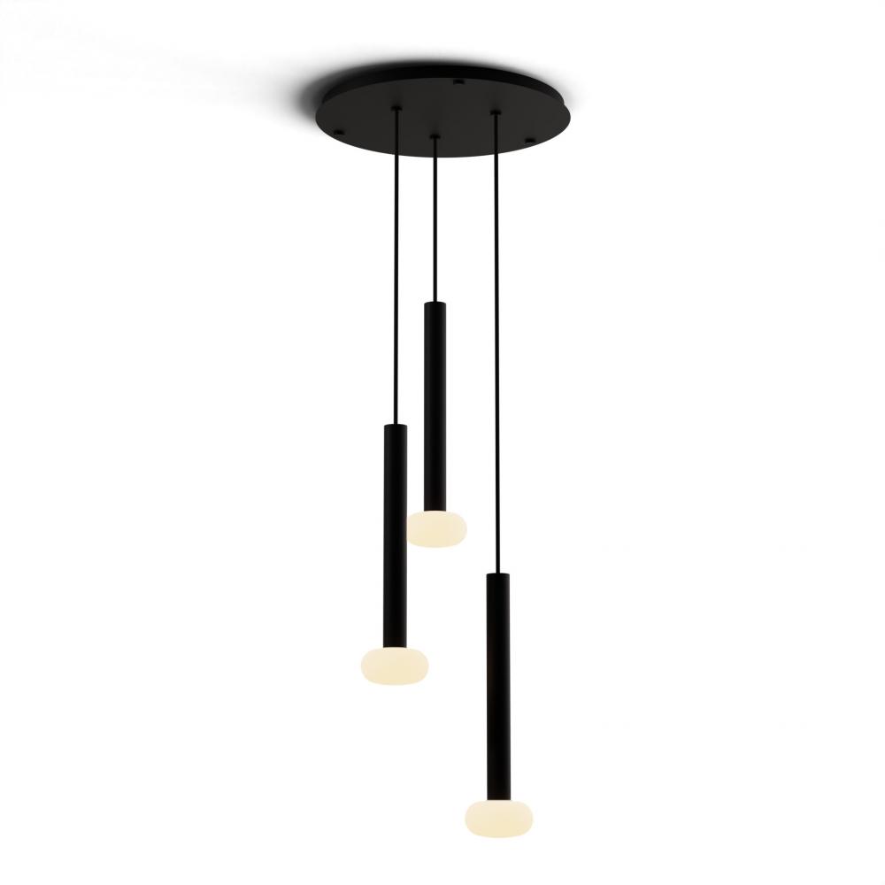 Combi Pendant 16&#34; Circular 3 Combo Matte Black with Matte Black Canopy