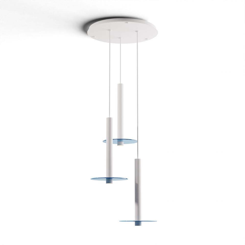 Combi Pendant 16&#34; Circular 3 Combo Matte White with Matte White Canopy