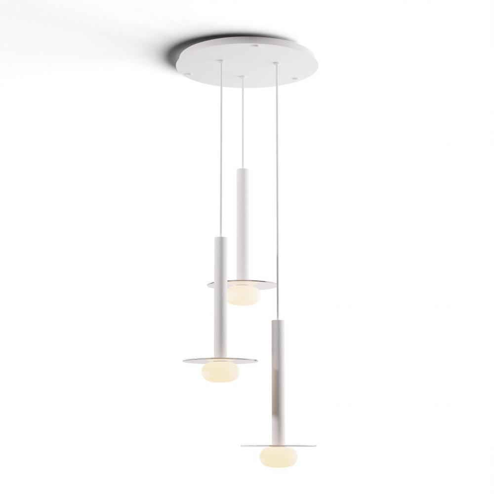 Combi Pendant 16&#34; Circular 3 Combo Matte White with Matte White Canopy
