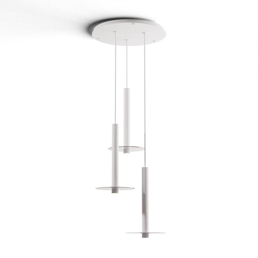 Combi Pendant 16&#34; Circular 3 Combo Matte White with Matte White Canopy