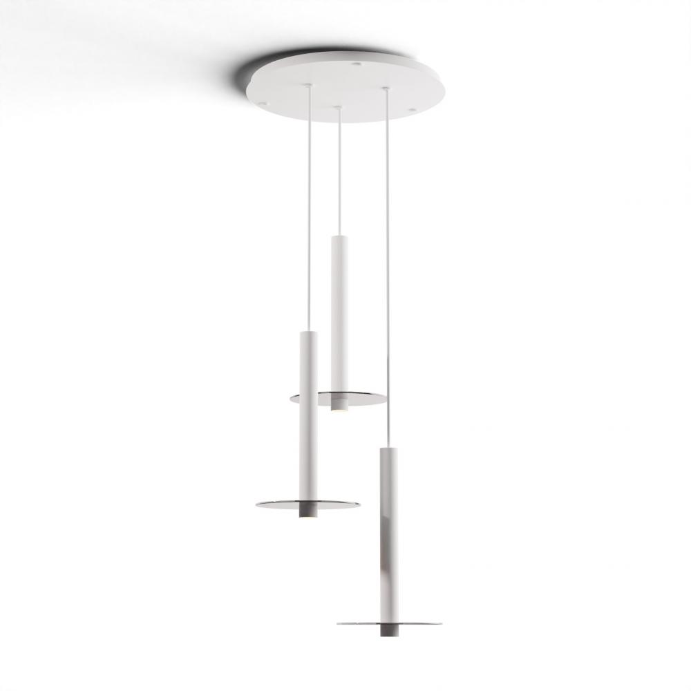 Combi Pendant 16&#34; Circular 3 Combo Matte White with Matte White Canopy