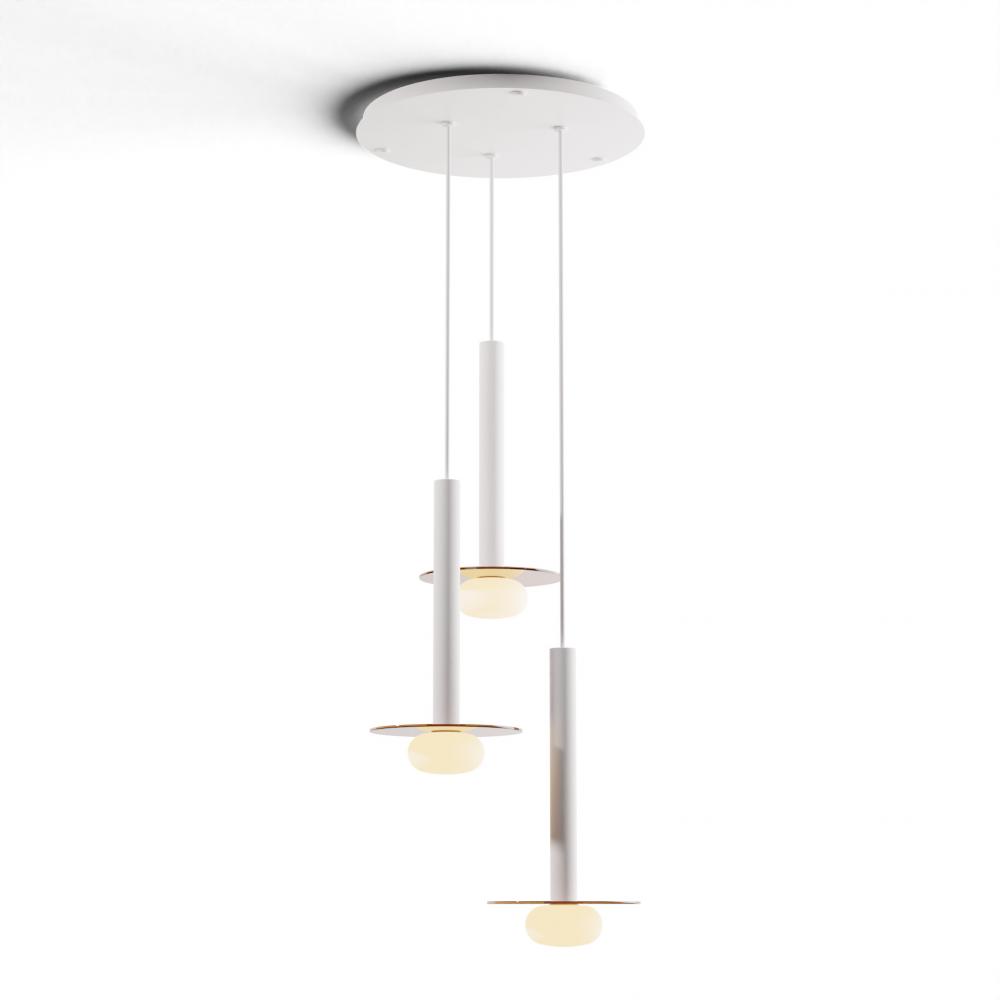 Combi Pendant 16&#34; Circular 3 Combo Matte White with Matte White Canopy
