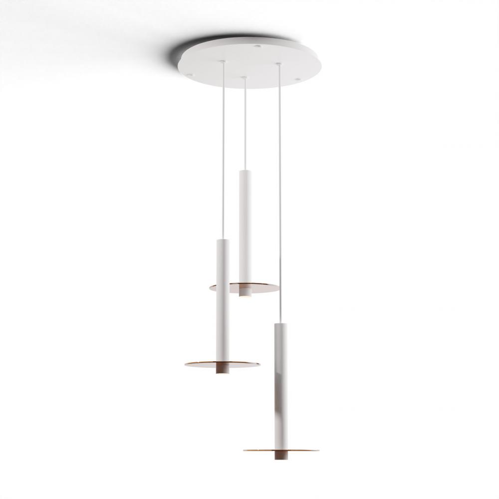 Combi Pendant 16&#34; Circular 3 Combo Matte White with Matte White Canopy