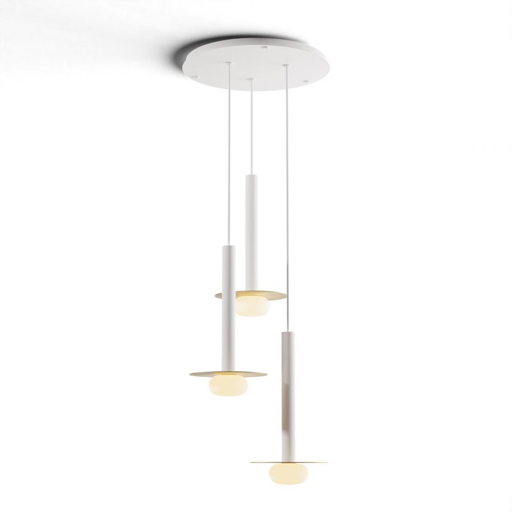 Combi Pendant 16&#34; Circular 3 Combo Matte White with Matte White Canopy