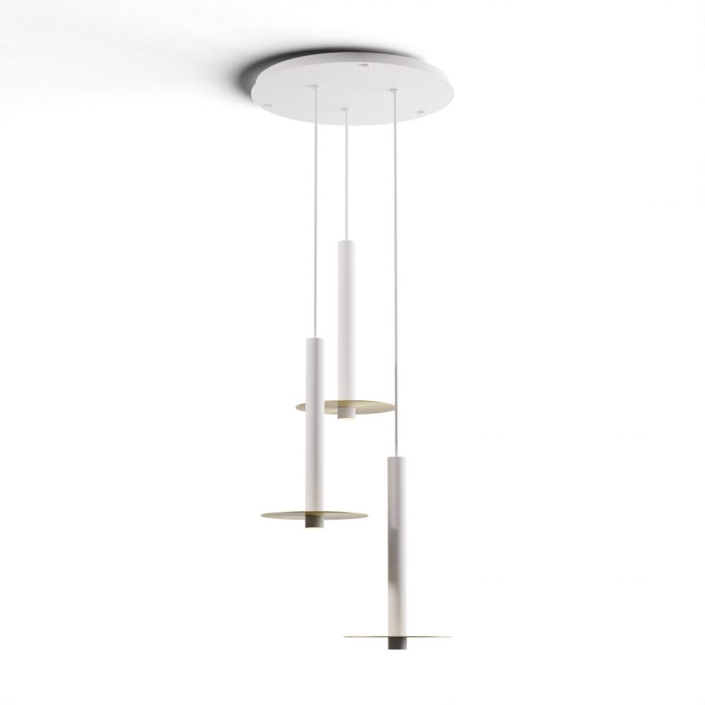 Combi Pendant 16&#34; Circular 3 Combo Matte White with Matte White Canopy