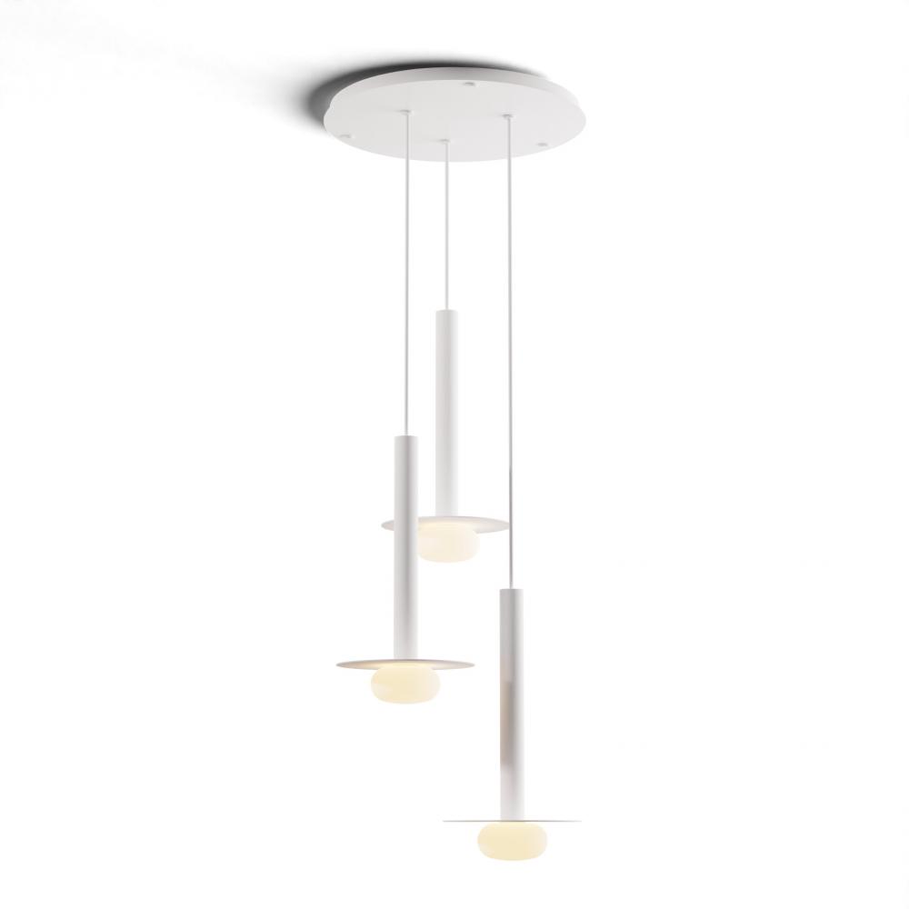 Combi Pendant 16&#34; Circular 3 Combo Matte White with Matte White Canopy