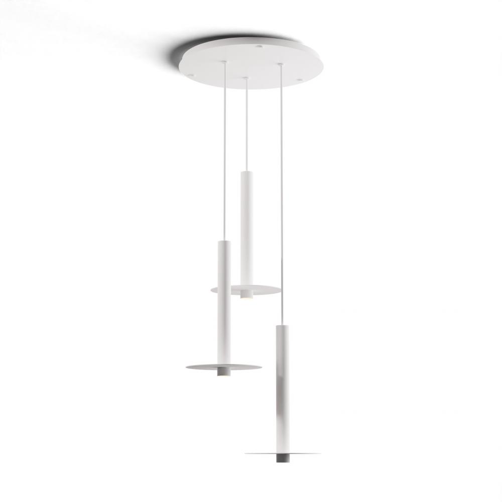 Combi Pendant 16&#34; Circular 3 Combo Matte White with Matte White Canopy