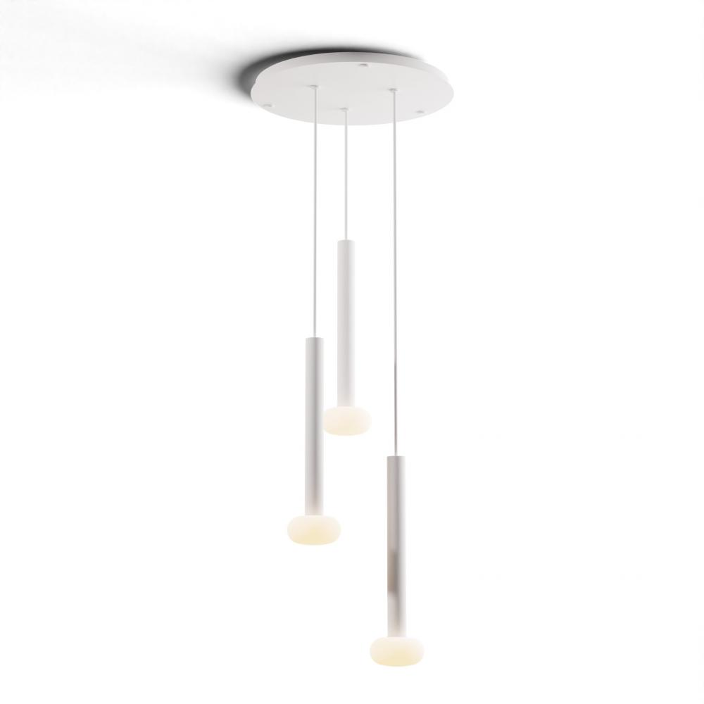Combi Pendant 16&#34; Circular 3 Combo Matte White with Matte White Canopy