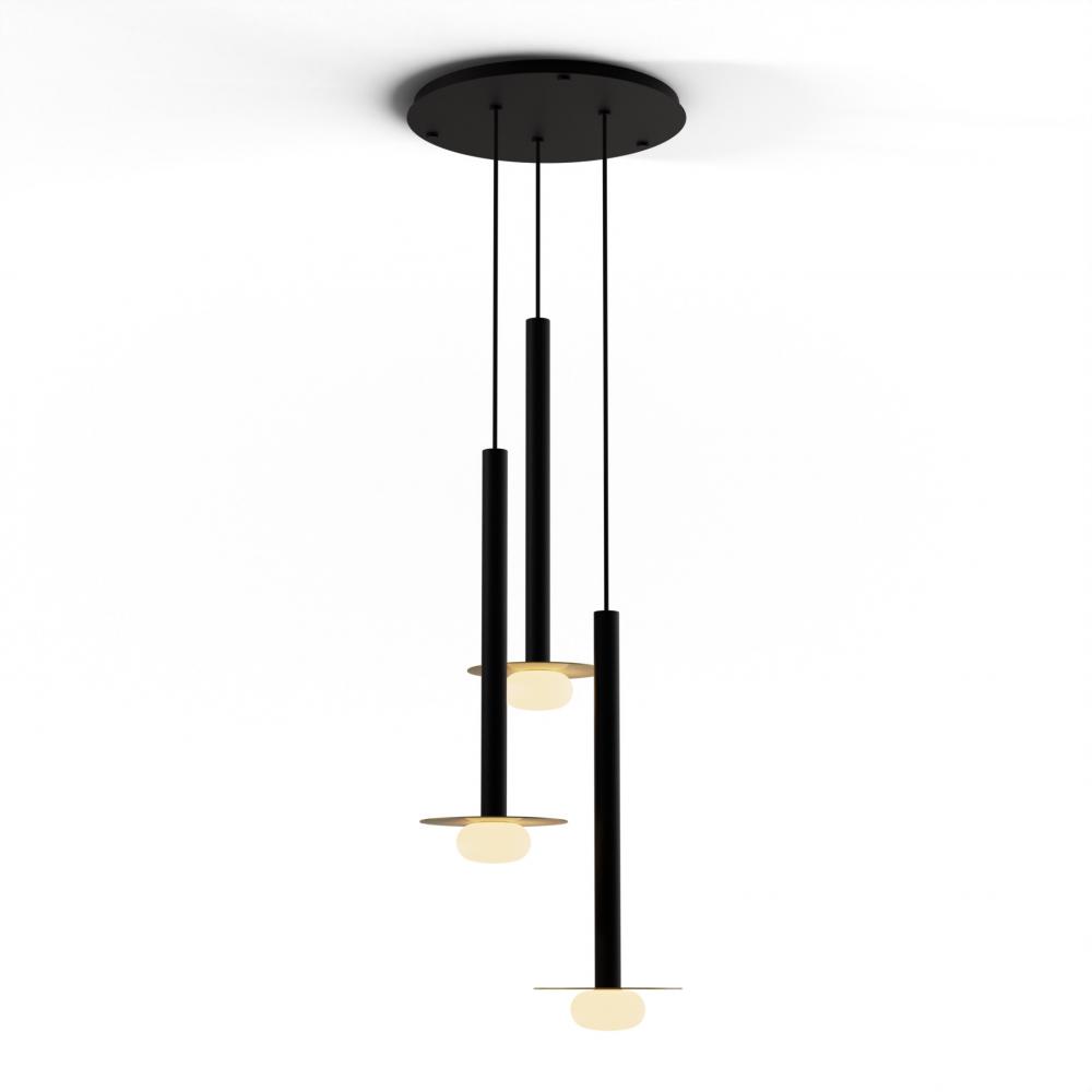 Combi Pendant 24&#34; Circular 3 Combo Matte Black with Matte Black Canopy