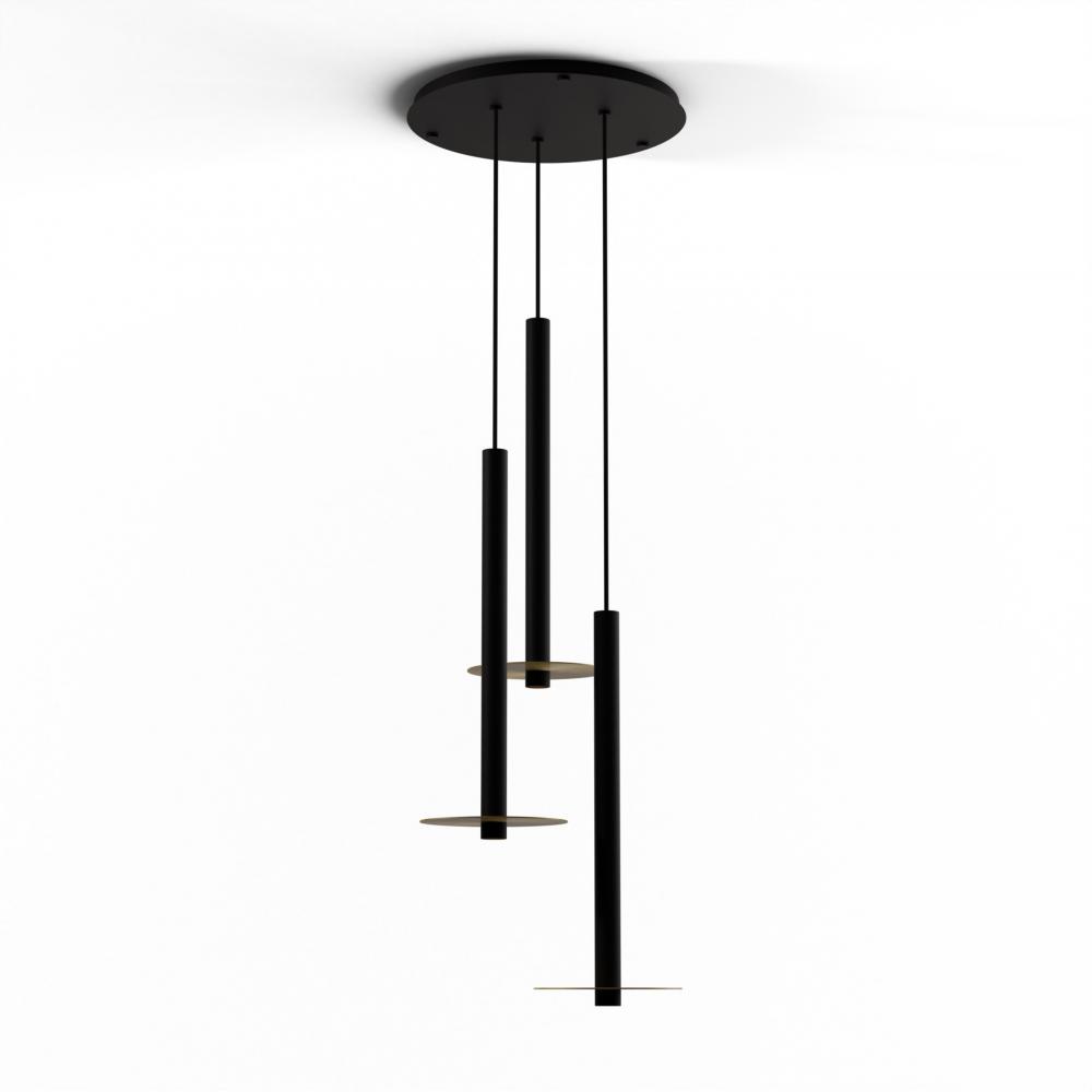 Combi Pendant 24&#34; Circular 3 Combo Matte Black with Matte Black Canopy