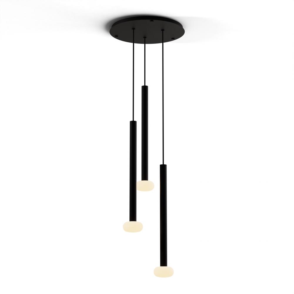 Combi Pendant 24&#34; Circular 3 Combo Matte Black with Matte Black Canopy