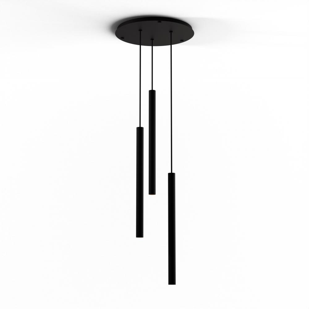 Combi Pendant 24&#34; Circular 3 Combo Matte Black with Matte Black Canopy, Suspension / Flush Mount