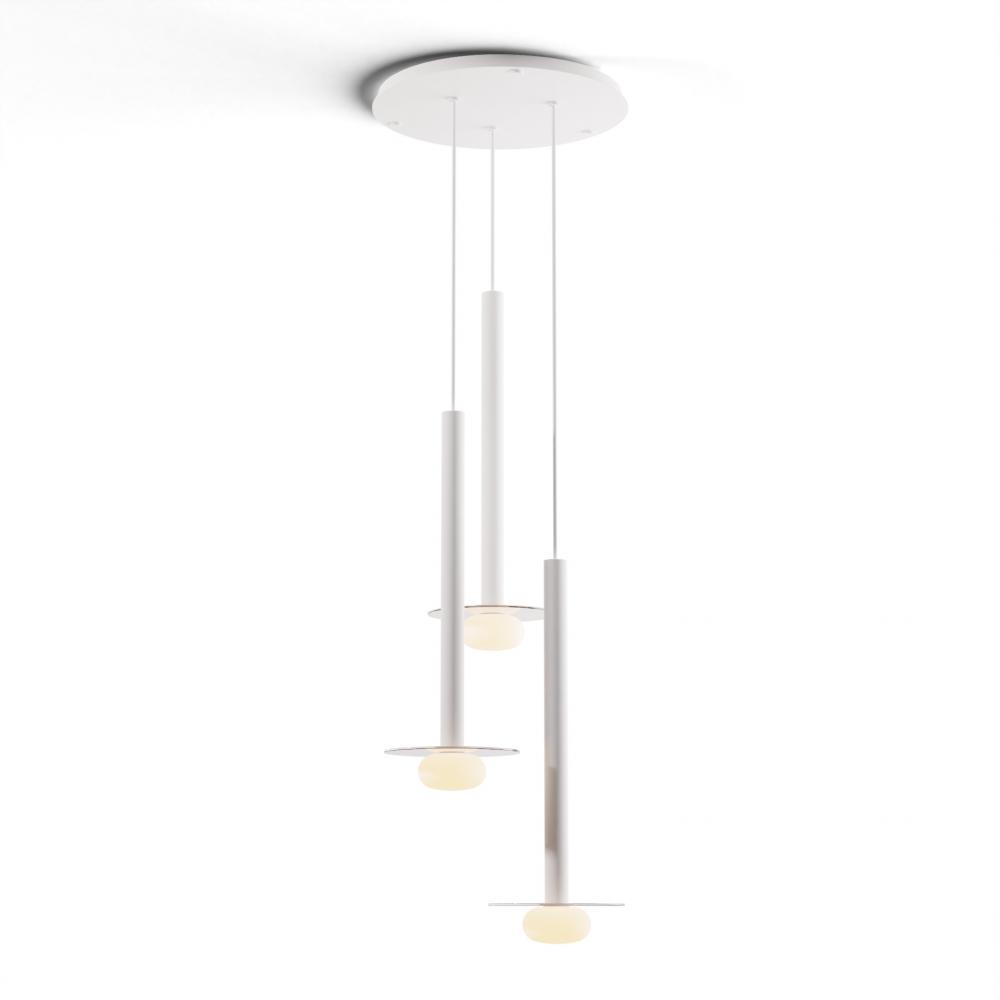 Combi Pendant 24&#34; Circular 3 Combo Matte White with Matte White Canopy