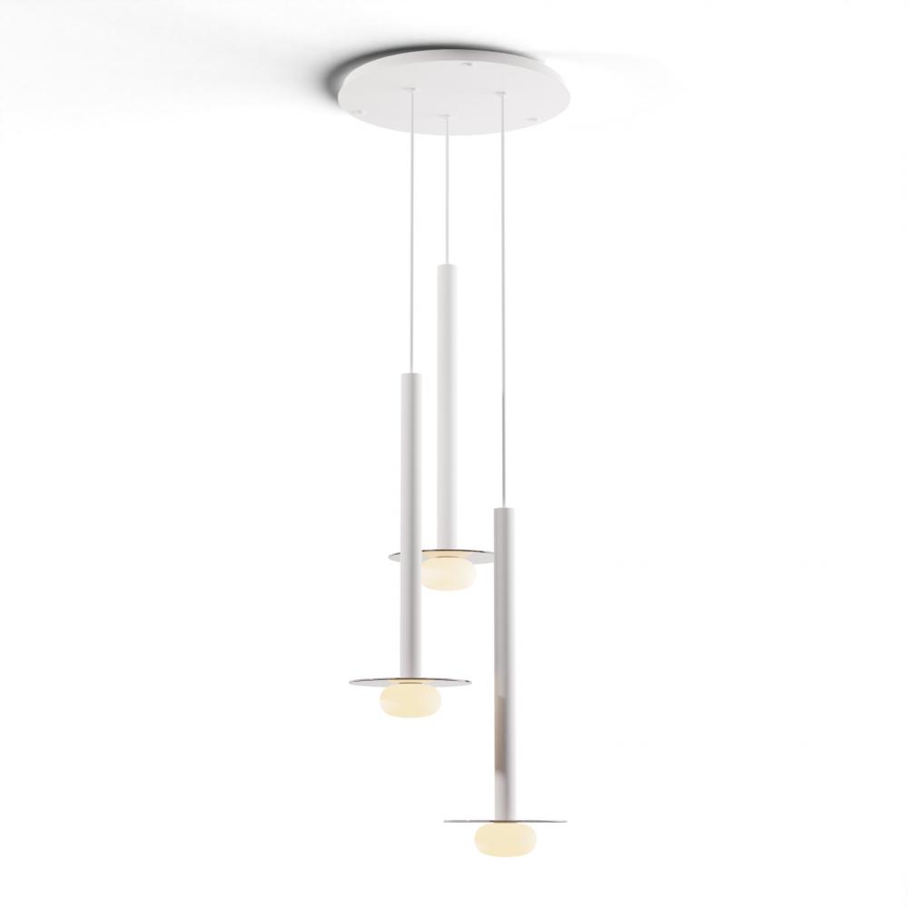 Combi Pendant 24&#34; Circular 3 Combo Matte White with Matte White Canopy