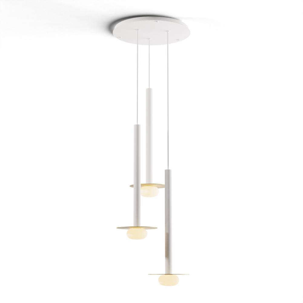 Combi Pendant 24&#34; Circular 3 Combo Matte White with Matte White Canopy