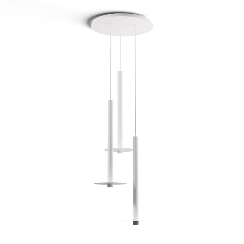 Combi Pendant 24&#34; Circular 3 Combo Matte White with Matte White Canopy