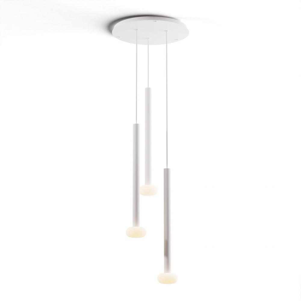 Combi Pendant 24&#34; Circular 3 Combo Matte White with Matte White Canopy