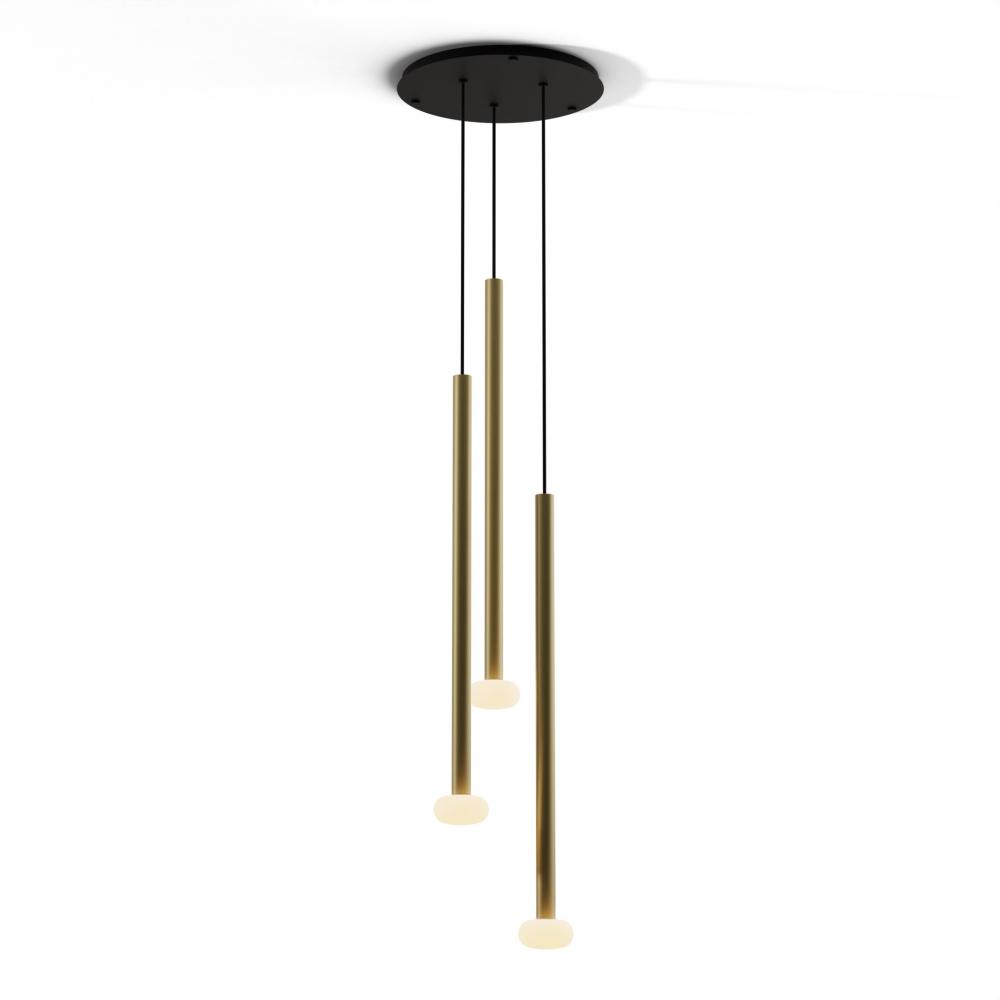 Combi Pendant 36&#34; Circular 3 Combo Brass with Matte Black Canopy