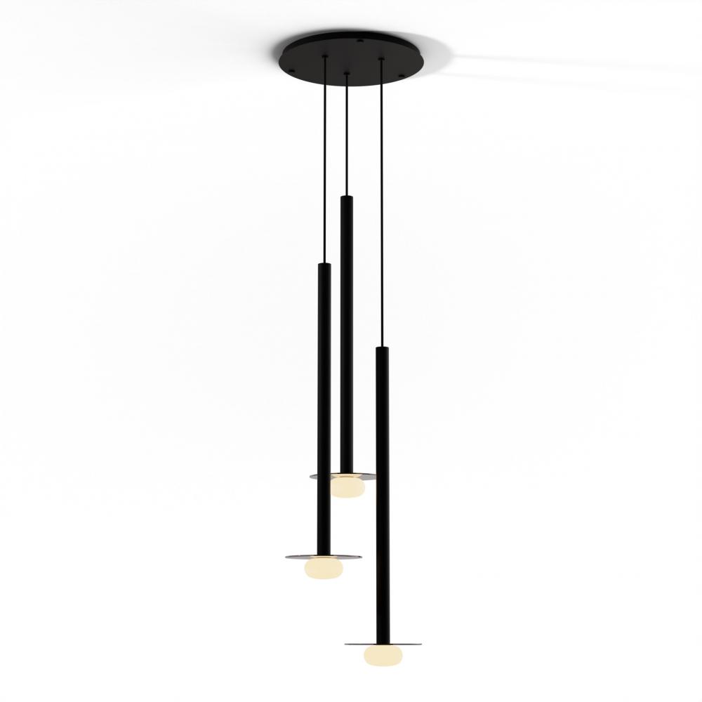 Combi Pendant 36&#34; Circular 3 Combo Matte Black with Matte Black Canopy