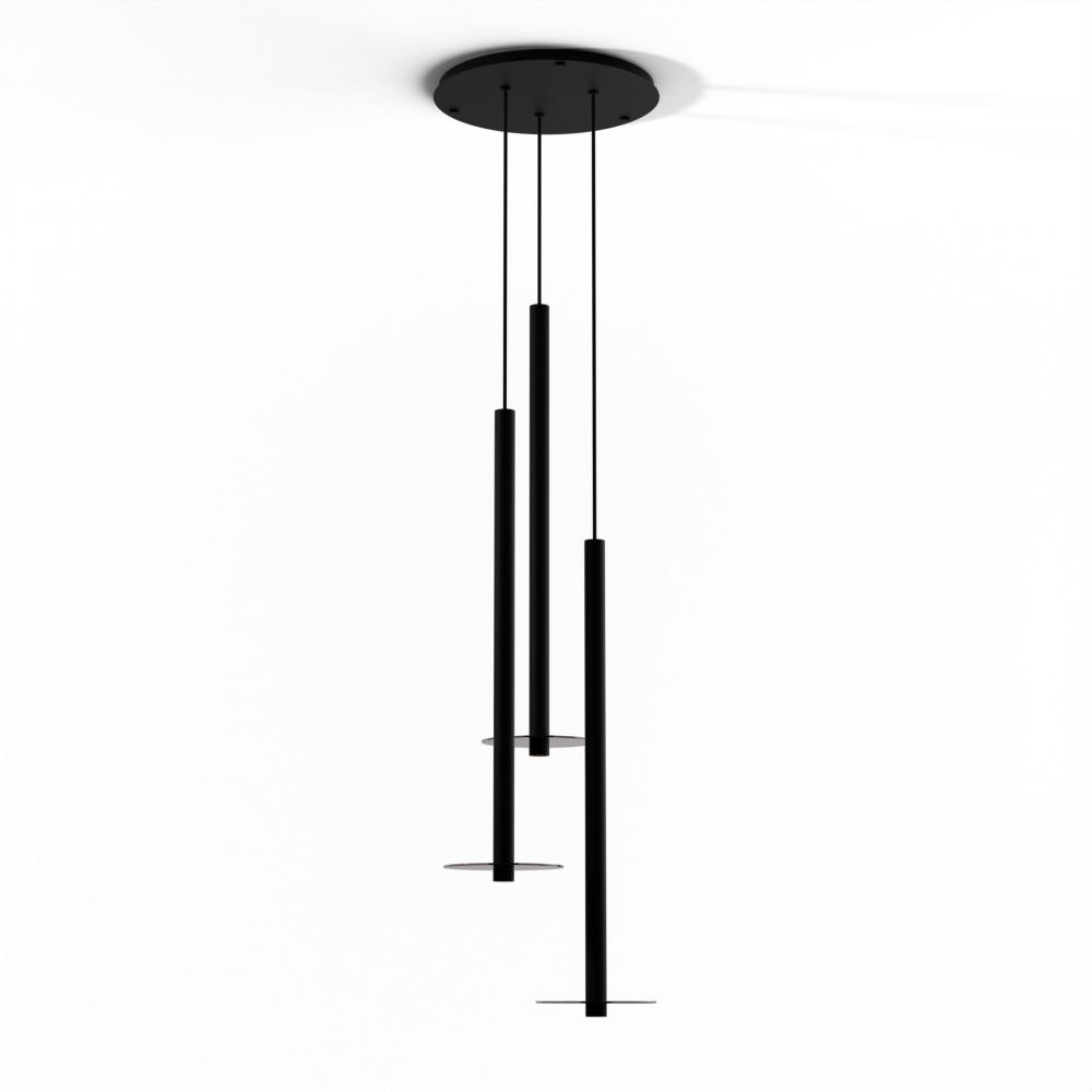 Combi Pendant 36&#34; Circular 3 Combo Matte Black with Matte Black Canopy