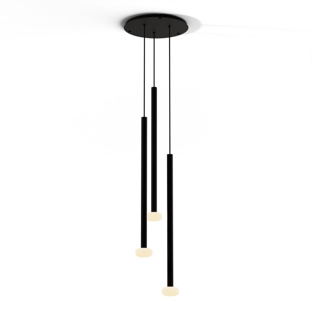 Combi Pendant 36&#34; Circular 3 Combo Matte Black with Matte Black Canopy