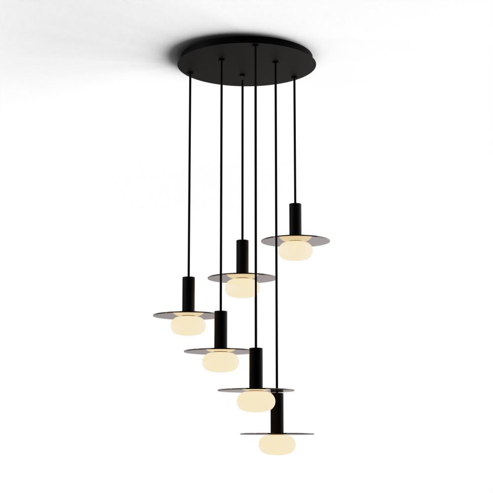 Combi Pendant 6&#34; Circular 6 Combo Matte Black with Matte Black Canopy