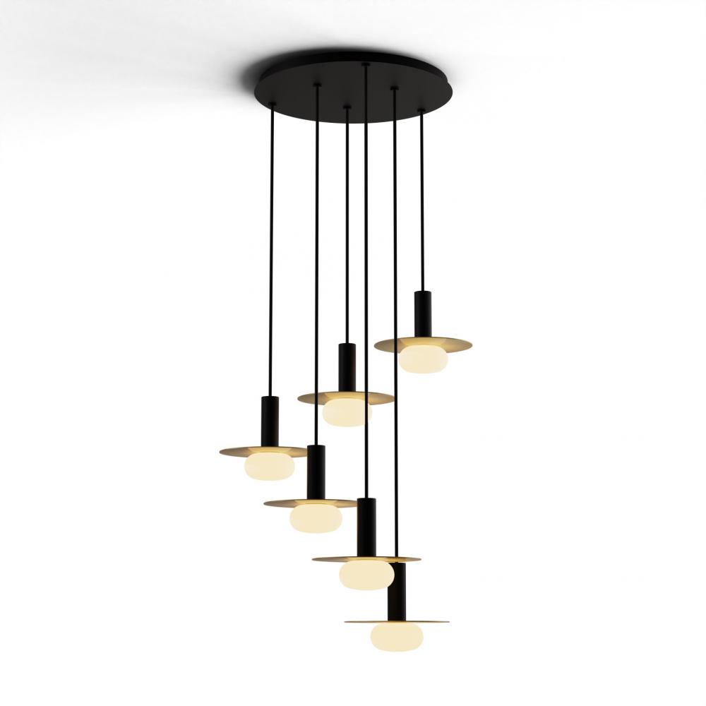 Combi Pendant 6&#34; Circular 6 Combo Matte Black with Matte Black Canopy
