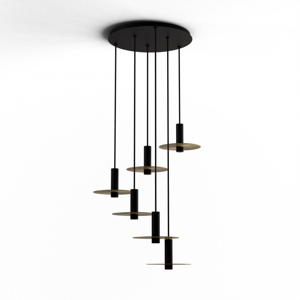 Combi Pendant 6&#34; Circular 6 Combo Matte Black with Matte Black Canopy
