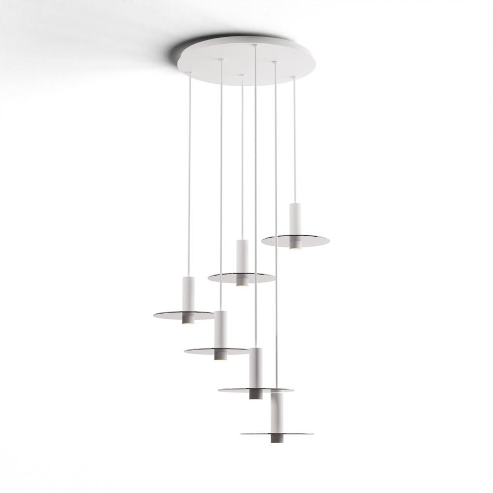 Combi Pendant 6&#34; Circular 6 Combo Matte White with Matte White Canopy